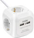 Extrastar Steckdosenleiste 4 Positionen mit 2 USB-A und Kabel 1.5m