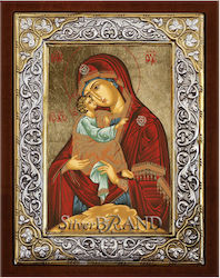 SilverBrand.gr Heiligenikone Gottesmutter mit Kind Silber 26x20cm