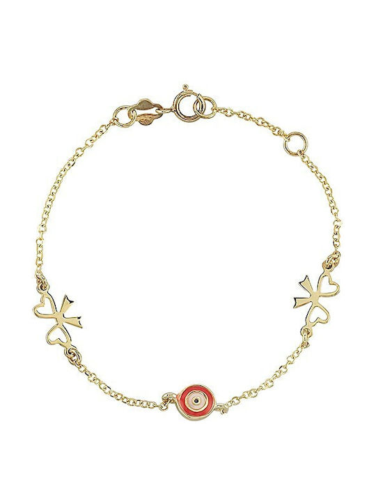 Verorama Kids Gold Bracelet 14K with Evil Eye for Girl