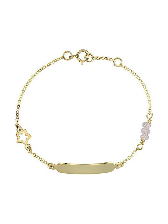 Verorama Kids Gold ID Bracelet 14K with Stone for Girl