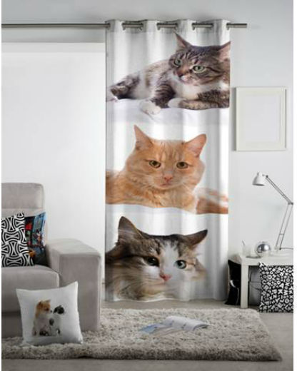 Vassiliadis Bros Vorhang mit Grommet Different Cats Mehrfarbig 200x260cm