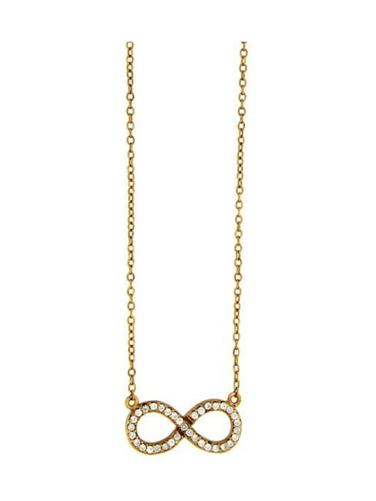 Verorama Necklace Infinity from Gold Plated Silver with Zircon