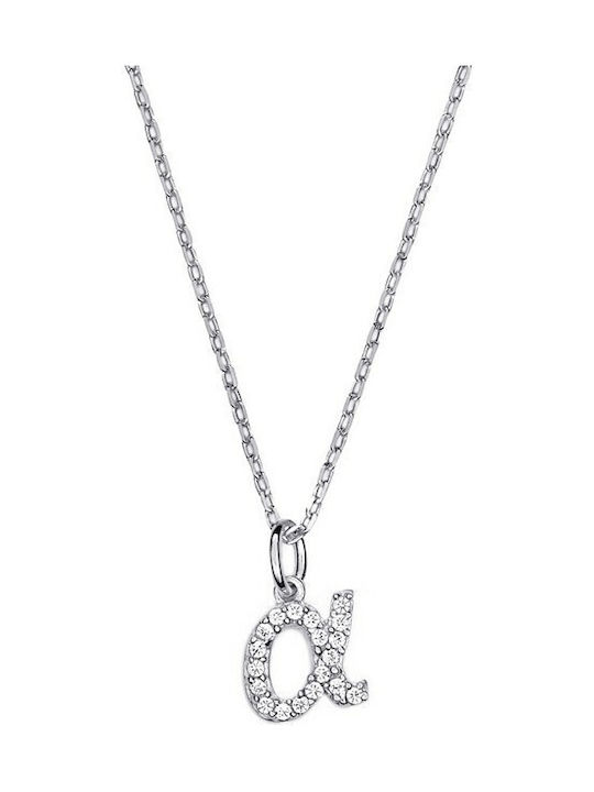 VTJ Monogram Necklace "A" In 18k White Gold With Zircon