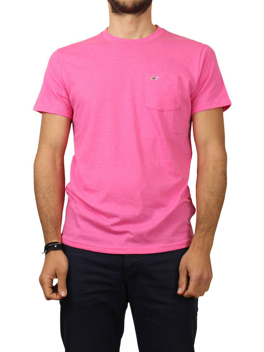 Hollister T-shirt Bărbătesc cu Mânecă Scurtă Roz