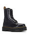 1490 Quad Leather Women's Ankle Boots with Medium Heel Black