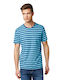 Tom Tailor Men's Short Sleeve Blouse ΑQUARIUS BLUE YD STRIPE