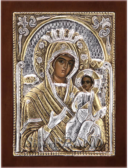 SilverBrand.gr Heiligenikone Panagia Odigitria Silber 12x9cm