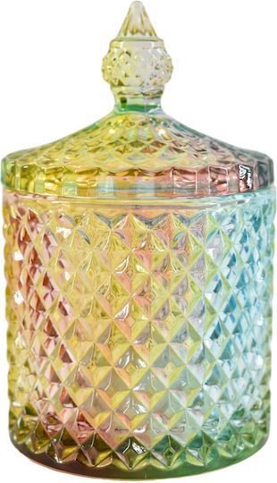 Tpster Φοντανιέρα Glas mit Deckel 8.5x14cm Mehrfarbig
