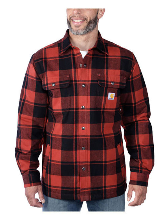 Carhartt Cămașă Bărbătească Cu mânecă lungă Flanel Verificat red ochre