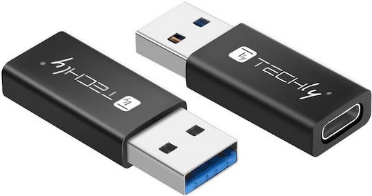 Techly USB-C Männlich Zu USB-C Weiblich Konverter Grau 1 Stück IADAP USB3-AFT