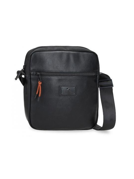 Pepe Jeans Artificial Leather Sling Bag Tablet with Zipper, Internal Compartments & Adjustable Strap Black 23x7x27cm