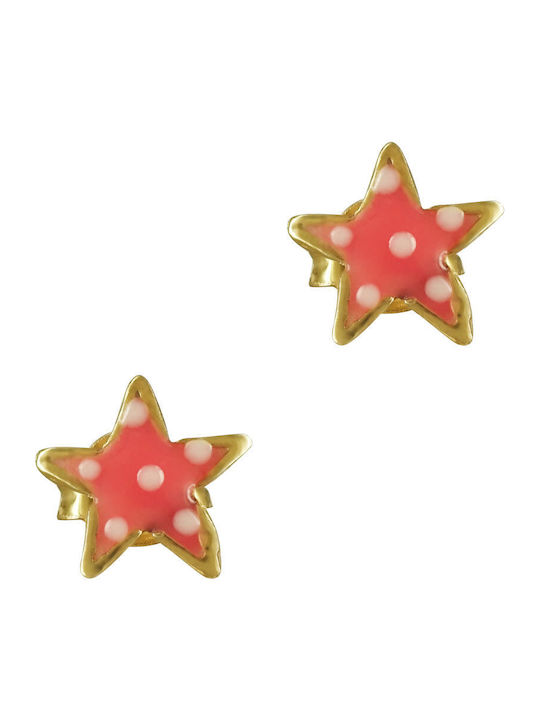 Kiriakos Gofas Gold Plated Kids Earrings Studs Stars from Silver