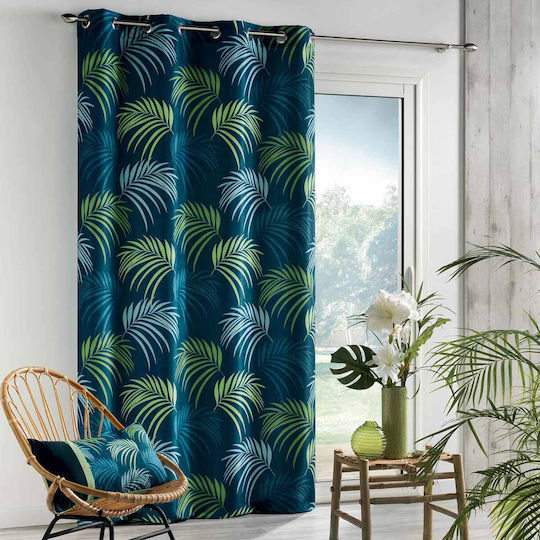 Κουρτίνα με Τρουκς L-c Vegetal Μπλε 140x260εκ.