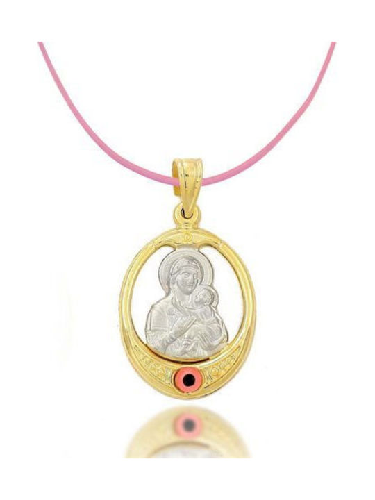 Paraxenies Anhänger Kinder Amulett mit der Jungfrau Maria aus Gold 9K PD11068