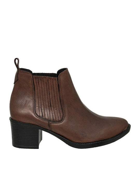S.Piero Leder Stiefeletten Damen Tabac Braun