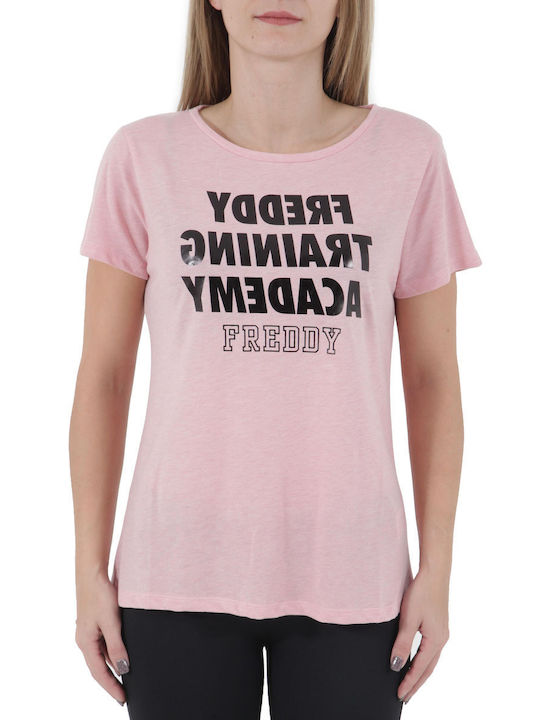 Freddy Γυναικεία Μπλούζα Βαμβακερή Κοντομάνικη Ροζ