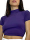 Chica Women's Blouse Short Sleeve Turtleneck Purple