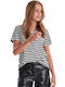 ICHI Short Sleeve Women's Blouse Striped RIGE (striped) 20110326-13390
