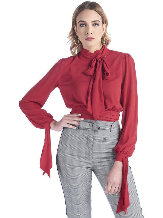 Relish Damen Bluse Langärmelig Red