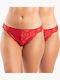 Damen Slip 2Pack Nahtlos mit Spitze Red