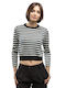 Women's Long Sleeve Sweater Woolen Striped White