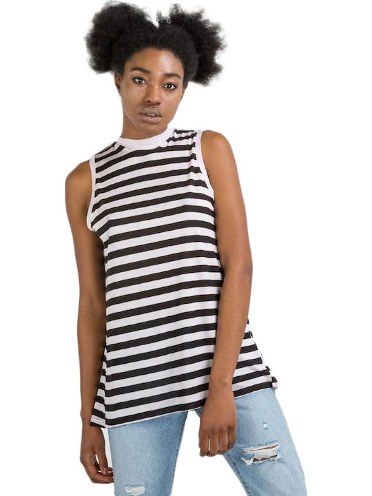 Women's Blouse Cotton Sleeveless Striped Pink