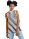 Women's Blouse Cotton Sleeveless Striped Pink