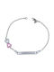 Μπαρλιάκος Kids White Gold ID Bracelet 9K with Heart for Girl