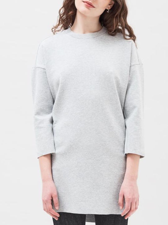 Women's Tunic Dress with 3/4 Sleeve Light Grey Mix