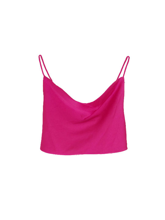 Fashion Vibes Damen Crop Top mit Trägern Fuchsia