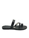 Leder Flache Sandalen für Damen in Schwarz Farbe