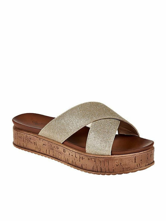 Γυναικεία Σανδάλια Flatforms Χρυσά