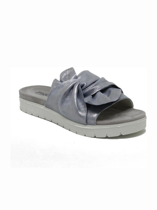 Imac Leather Women's Flat Sandals Anatomic in Blue Color