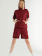 Siyah Inci Winter Women's Pyjama Set Bordeaux