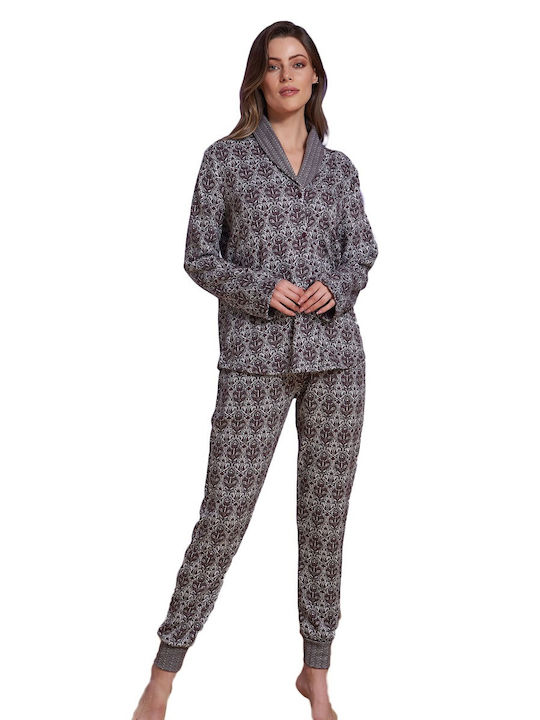 Sevim Winter Damen Pyjama-Oberteil Gray