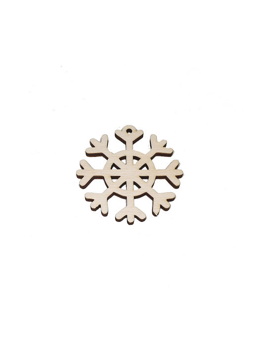 Hanging Snowflake Wooden 6.7x6.7cm