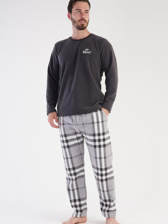 Vienetta Secret De iarnă În carouri Pantaloni de pijama de bărbați Fleece Plaid (red, black, white)