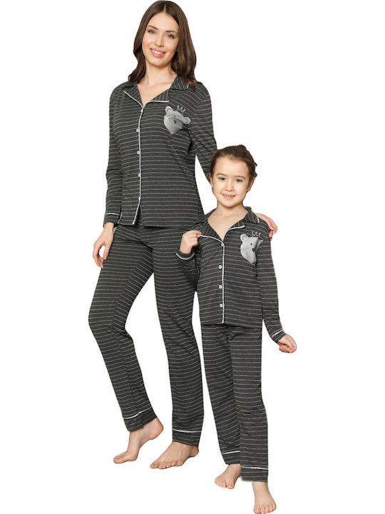 Sexen Kids' Pajamas Winter Cotton Gray