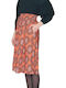 High-waisted Midi Skirt Orange