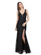 Chica Maxi Kleid mit Schlitz Black