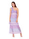 Καλοκαιρινό Maxi Φόρεμα για Γάμο / Βάπτιση Strapless LILA/LIGHT BLUE