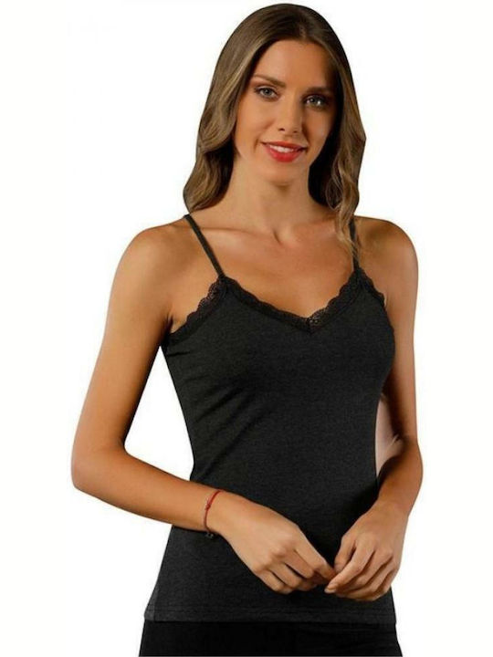 Siyah Inci Cu Bretele Charcoal. Tricou pentru f...