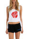 Women's Blouse Cotton Sleeveless Polka Dot White.