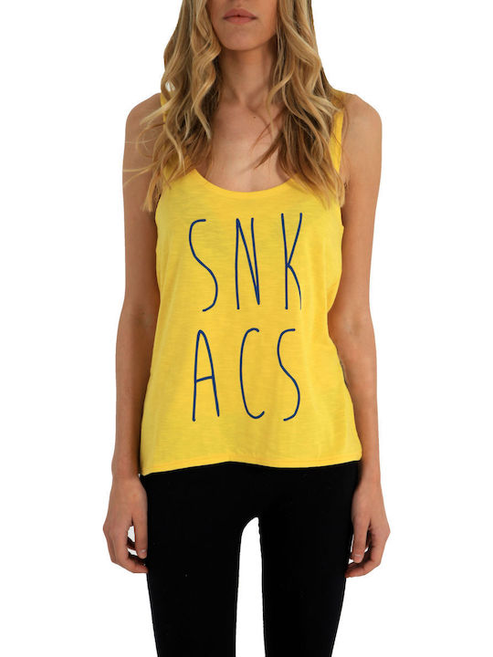 Sneak Aces Bluza de Damă din Bumbac Mâneci scurte Polka Dot Yellow