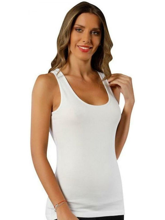 Siyah Inci Women's Cotton T-Shirt with Spaghetti Strap White