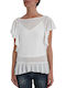 Women's Blouse Cotton Short Sleeve White.