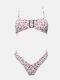 Bikini Set Triangle with Removable Padding High Waist Animal Print White