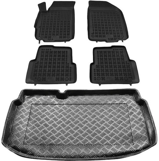 Rezaw Plast Auto Fußmatten Satz Vorder- und Rückseite 5 Stück für Chevrolet Aveo 2011 2020 Schwarze