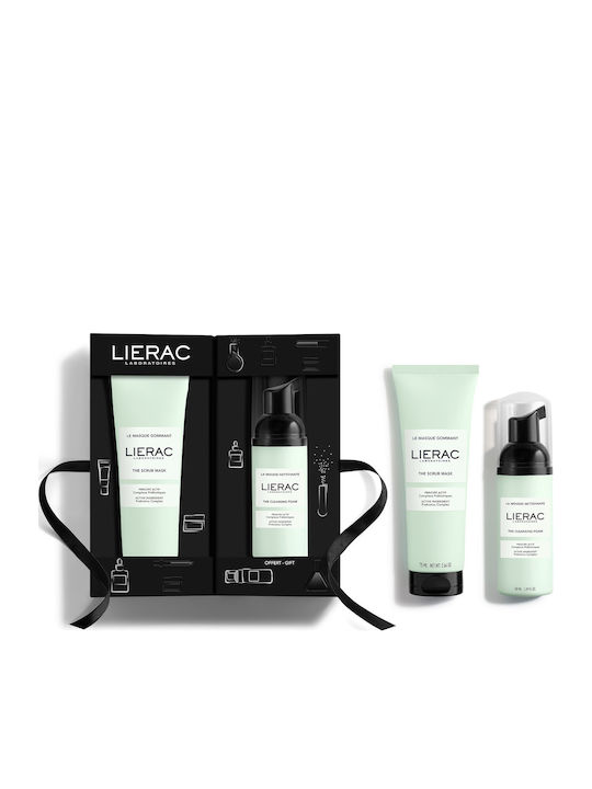 Lierac The Scrub Mask Prebiotics Complex & The Cleansing Foam Skin Care Set for Facial Cleaning 2pcs