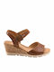 Anatomic Women's Leather Ankle Strap Platforms Brown